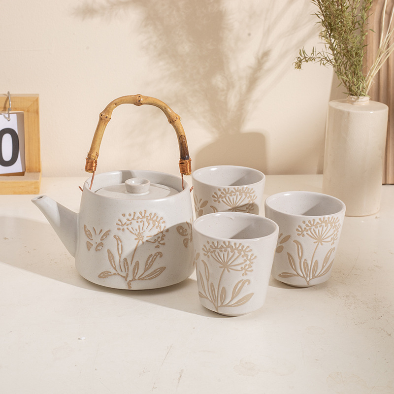 Taza de desayuno de cerámica pintada a mano pastoral esmerizada taza de cerámica rugosa taza de café de flores frescas taza de nicho menú de la tarde