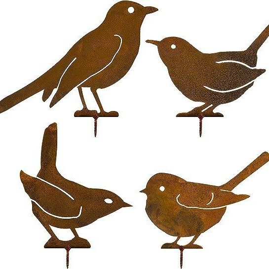 Cross-border Outdoor Rusty Bird Set Art Metal Silhouette Retro Old Courtyard Garden Decorative Bird 4