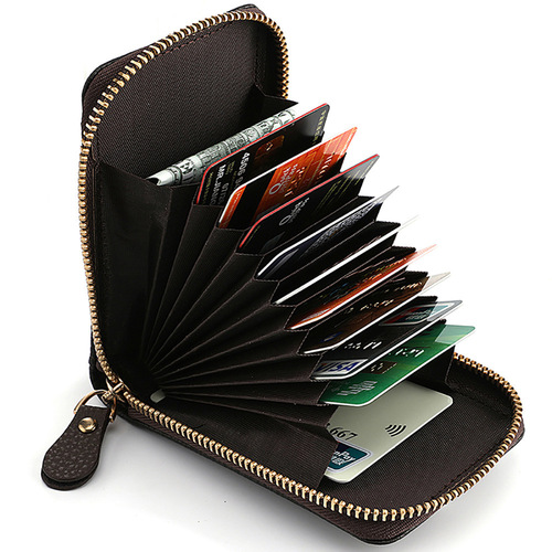 Short accordion card holder women's card holder women's fashion simple ID holder small and exquisite card holder zipper coin purse for women