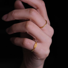 復古菱形鏤空花型戒指鍍金精致奶奶戒復刻民國氣質老戒指飾品女