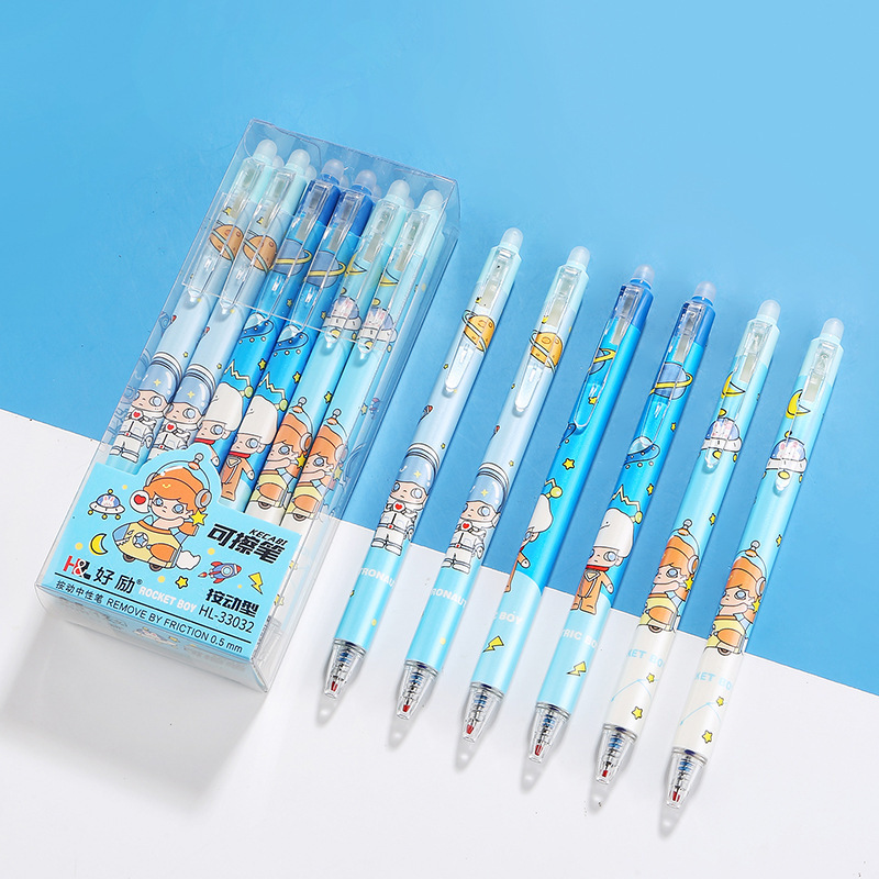 Presione el bolígrafo térmico limpiable de 0.5m cristal azul frotamiento térmico limpiable negro mágico limpiador de bolígrafo negro neutro para estudiantes