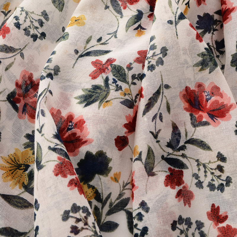 Estilo coreano caliente-Venta de algodón y lino sensación bufanda llanura pequeña flor roja impresa todo-fósforo chal viajes fotografía bufanda decorativa para las mujeres