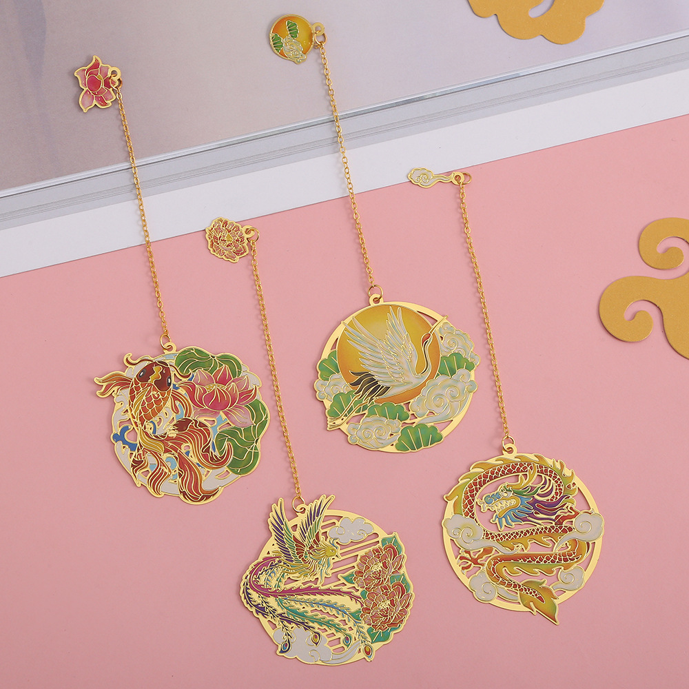 New Chinese Dragon Brass Bookmark Student Gift Style Metal Creative Bookmark Children's Day Gift Bookmark Wholesale