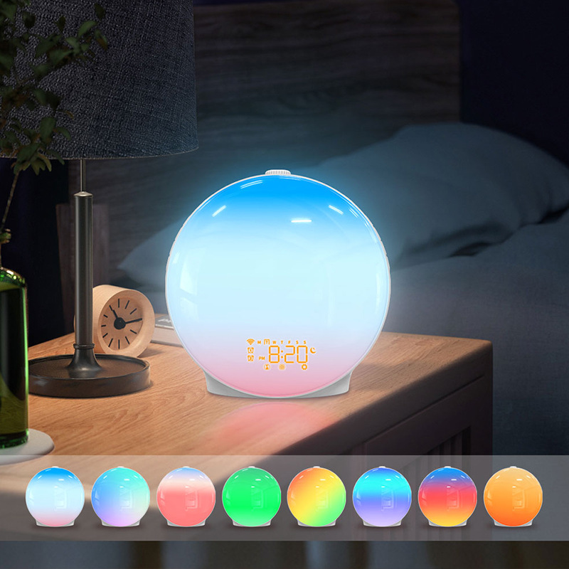 Reloj despertador con luz de despertador colorida, amanecer y atardecer, lámpara de ambiente RGB, CBЕTОBОY буДИЛьHИK