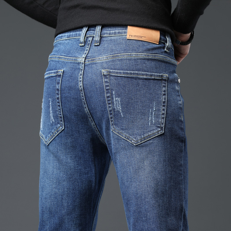 2023 primavera y otoño nuevos pantalones vaqueros delgados para hombres estilo coreano delgado elástico urbano suelto recto tendencia pantalones