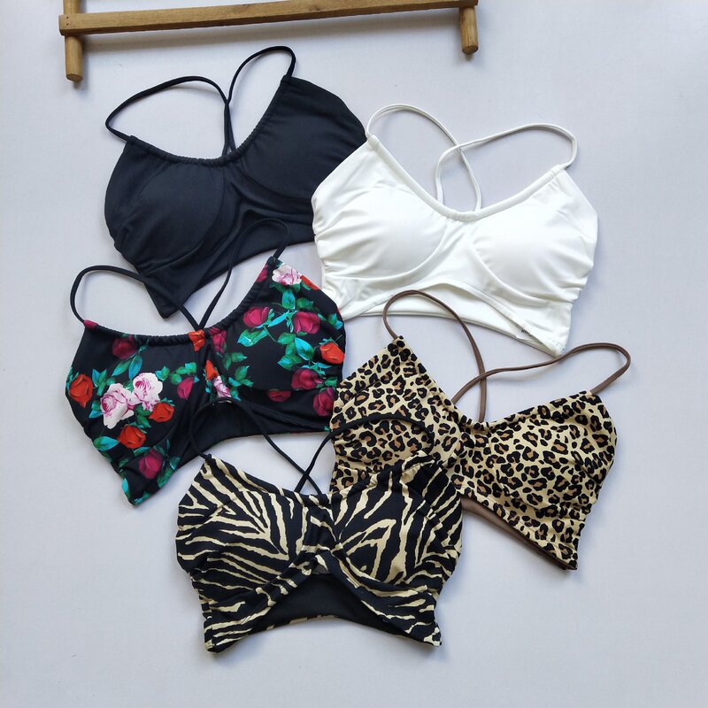 Fashionable Printed Sexy Leopard Print Fitness Backless Women's One-Piece Thin Strap Yoga Tank Top Shockproof Sports Bra Fashionable Printed Sexy Leopard Print Fitness Backless Women's One-Piece Thin Strap Yoga Tank Top Shockproof Sports Bra