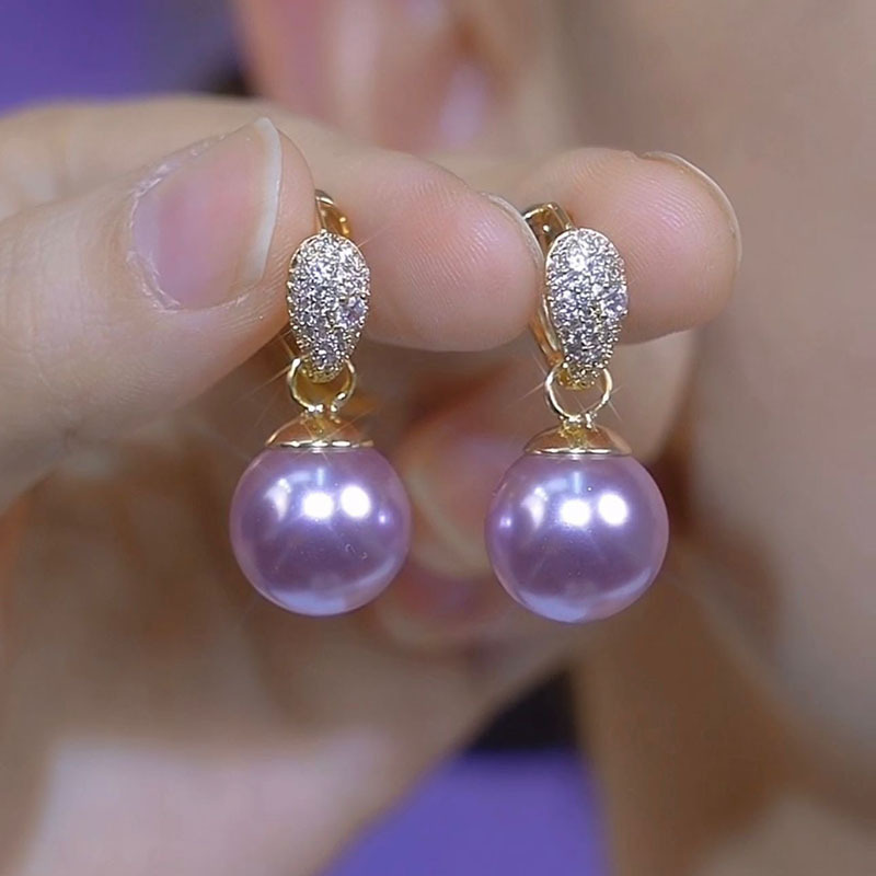 autumn elegant fashionable universal purple earrings from pearl