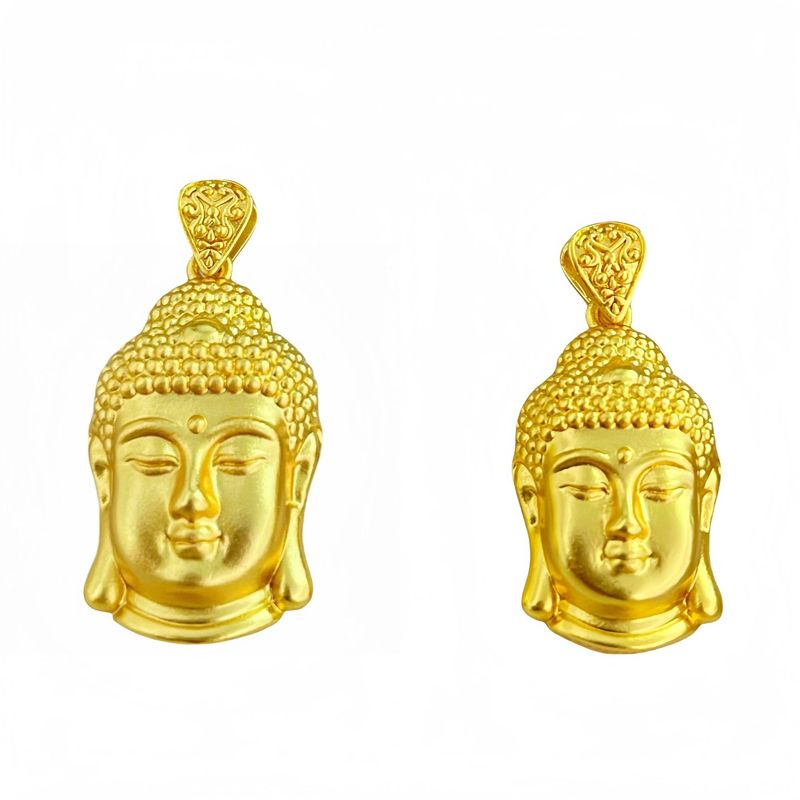 金店と同じスタイルの高色保持古代砂金永遠の平和仏頭ペンダント銅金メッキ蓮ロープ仏頭ペンダント|undefined