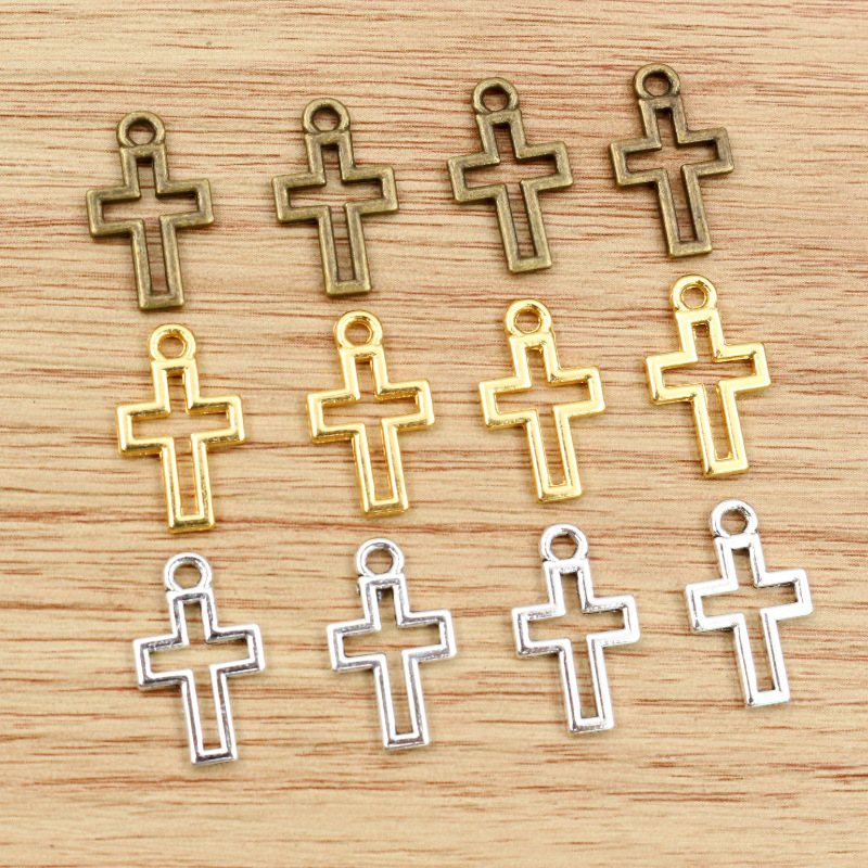 合金镂空是十字架吊坠DIY饰品配件项链手链挂件 17x10mm 0.5g
