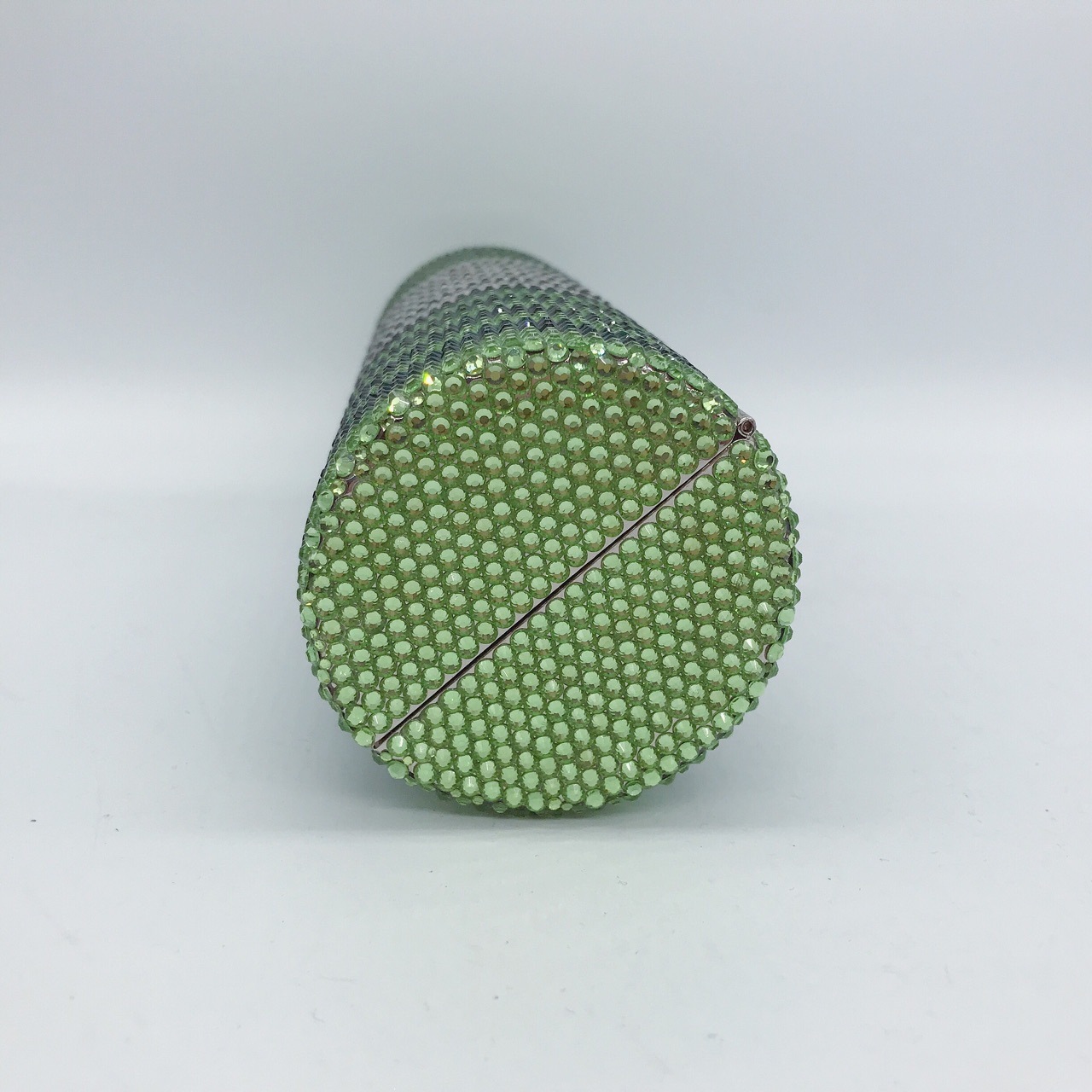 Fuente transfronteriza de diamantes hechos a mano bolsas de cena cadena cilíndrica verde estilo europeo y americano de lujo bolsas de mano de diamantes llenas de banquete