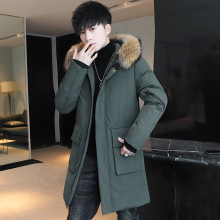 外贸跨境现货批发冬季连帽毛领男士休闲中长款棉衣户外运动外套男