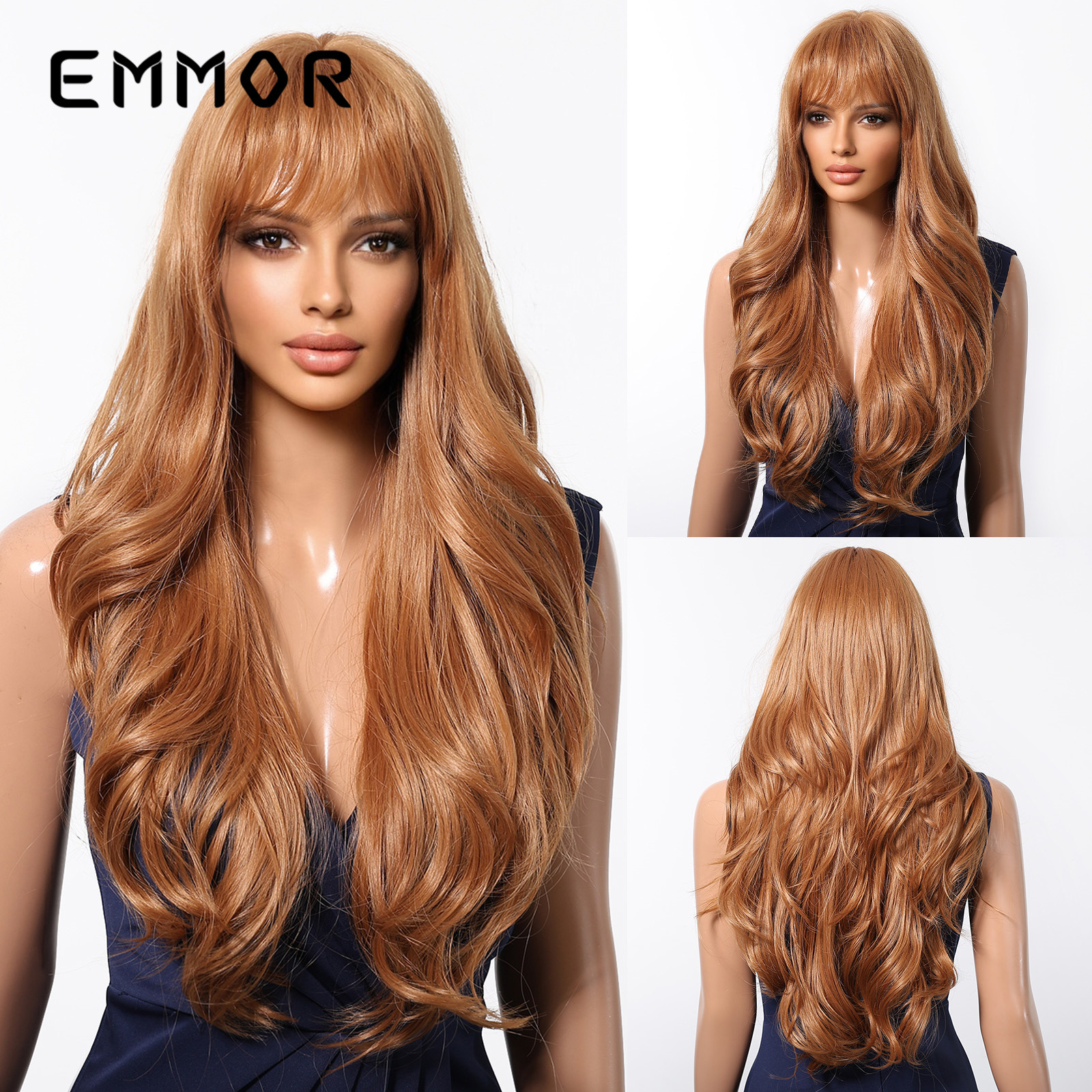 Qi flequillo, gran ola, rojo vino, cabello largo y rizado, estilo europeo y americano, peluca esponjosa natural, cabello completo, wigs