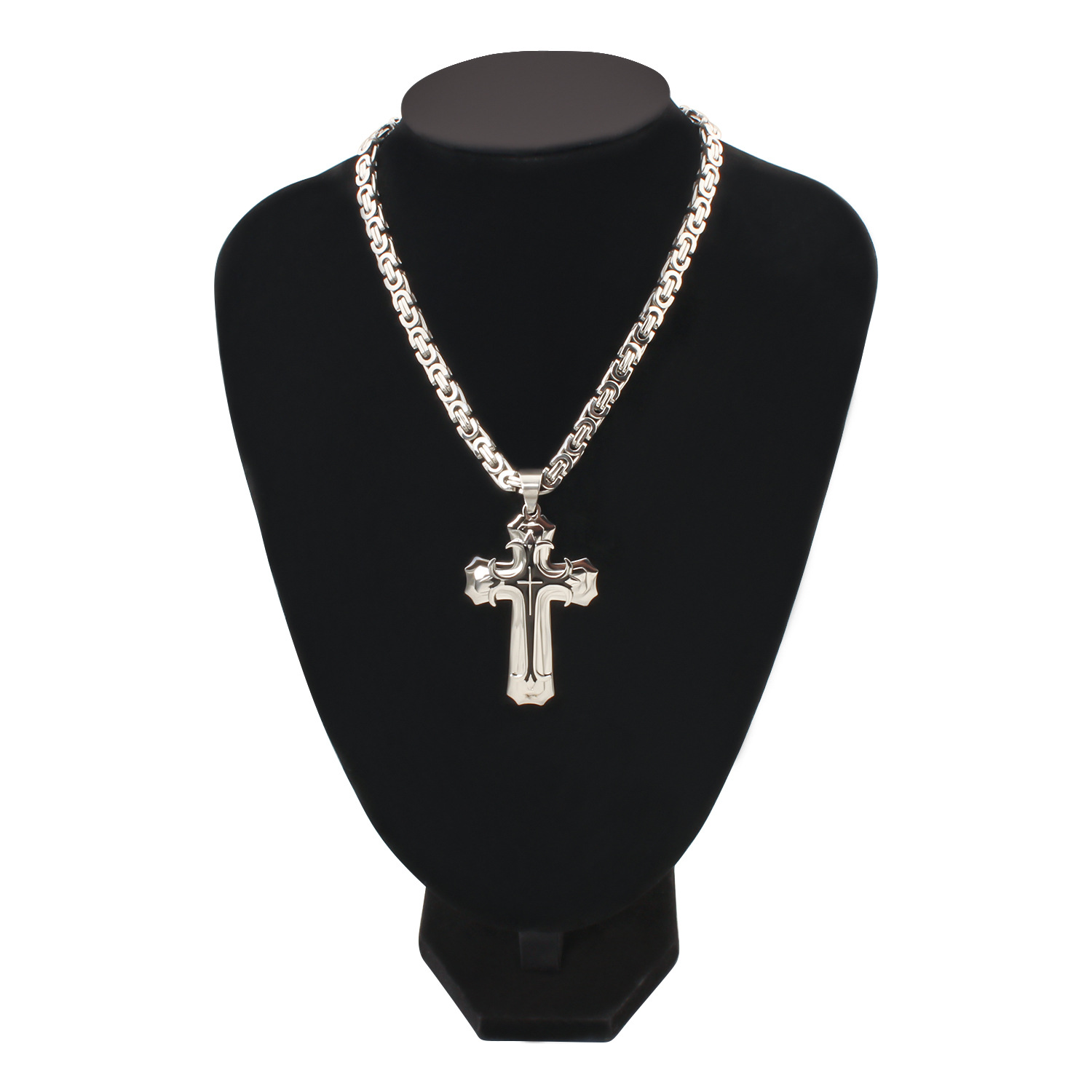 35g Weight Titanium Steel Pendant Material Pendant Necklace Classification Titanium Steel Chain Material 1 Piece Quantity Party, Carnival, Street Occasion Titanium Steel Material Cross Pattern Men's Gender Plating Design Exaggerated, Punk Style Exaggerated Punk Cross Titanium Steel Plating Men's Pendant Necklace 9