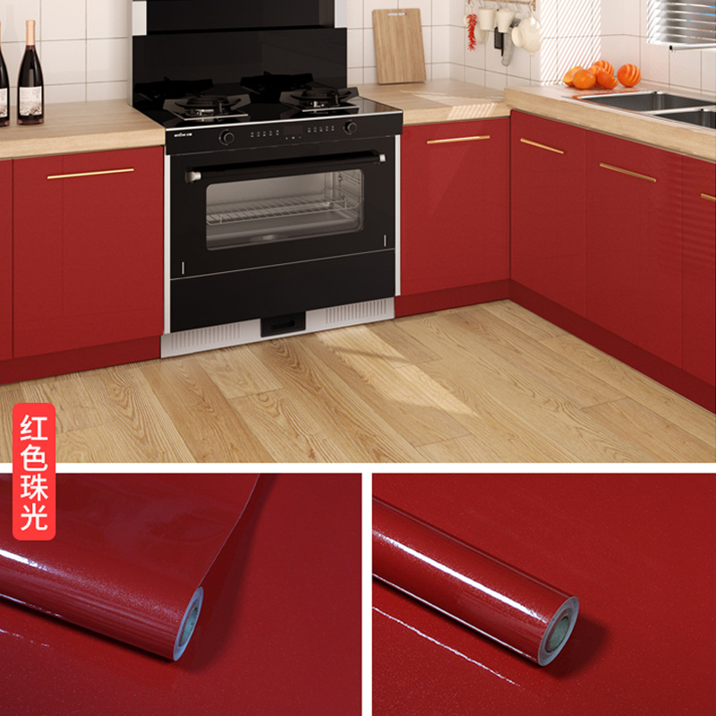 Pintura a la parrilla de película perlada PVC Fondo de pantalla de pared Autoadhesivo de color sólido dormitorio superior Fondo de pantalla de cocina pegatinas decorativas pegatinas