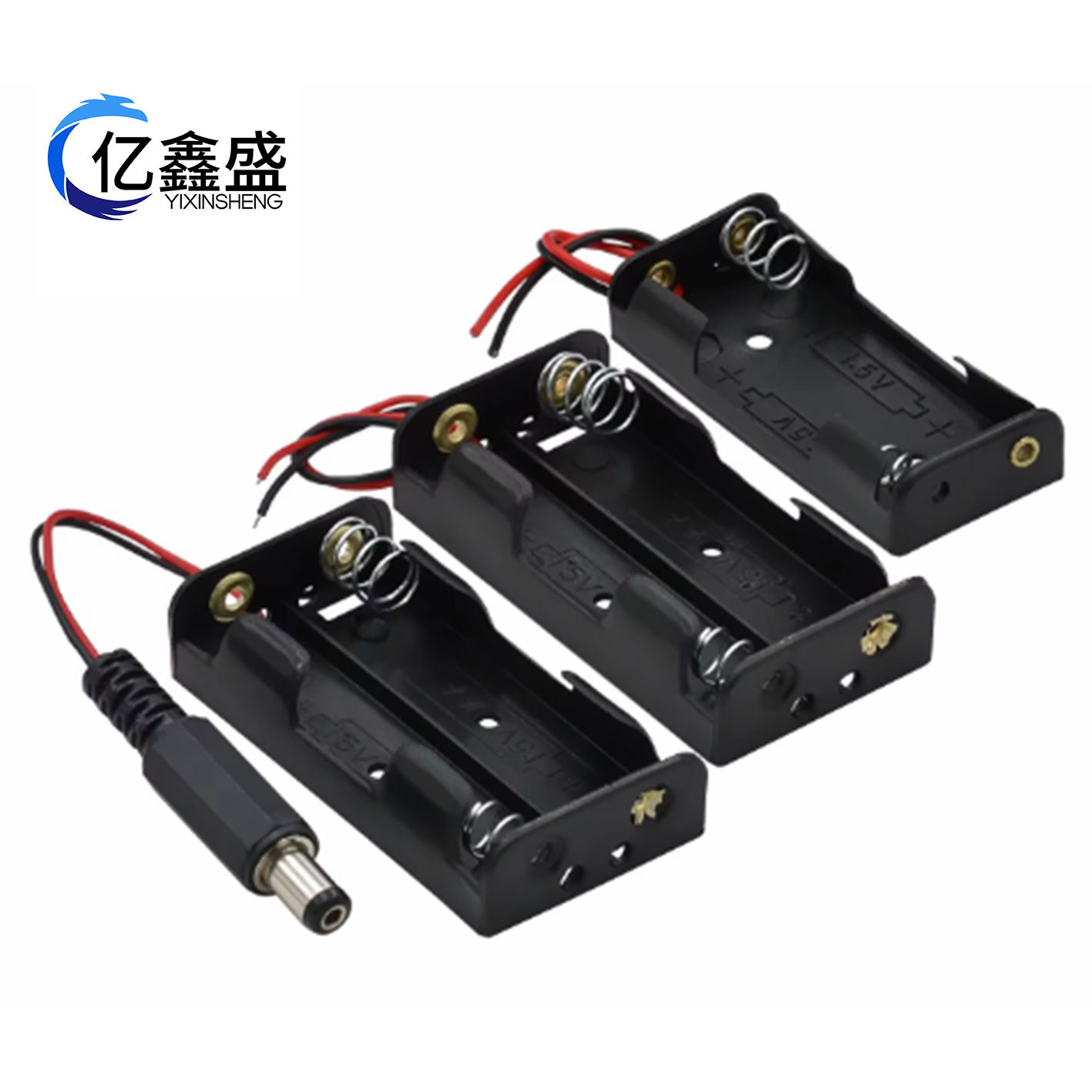 5号2节无盖电池盒 AA型-五号两节不带盖电池盒 平排 3V 串联带线