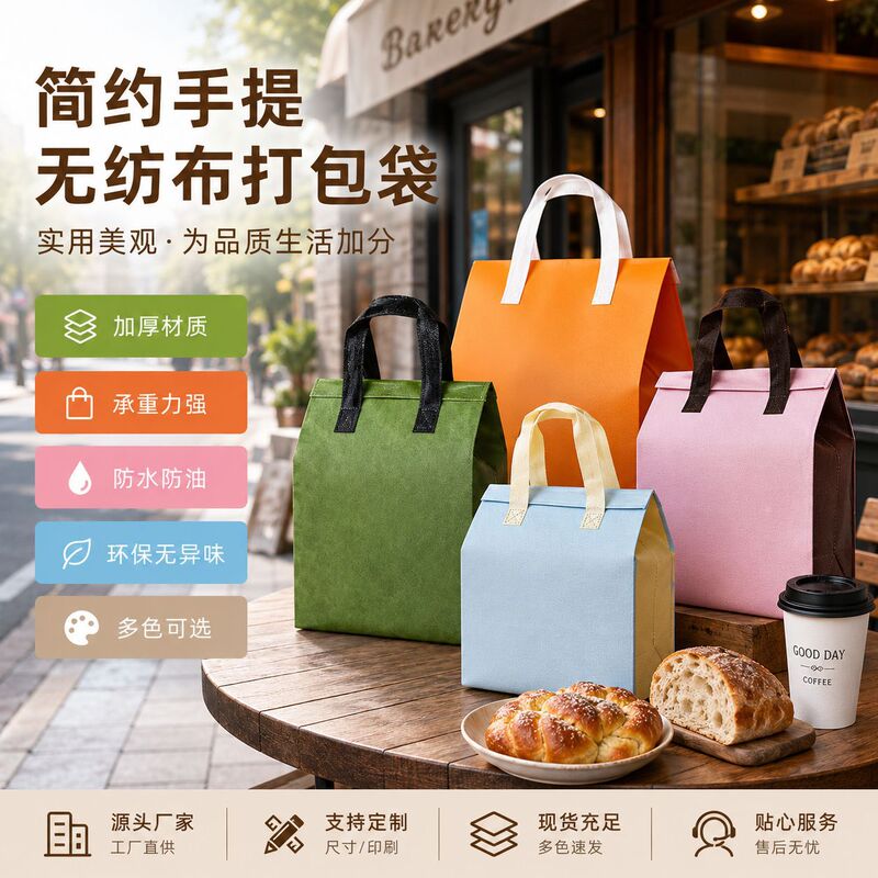 Large-Capacity Thickened Aluminum Foil Insulated Tote Bag, Chain Milk Tea Shop Takeaway Packaging Bag, Waterproof Non-Woven Fabric Packaging Bag