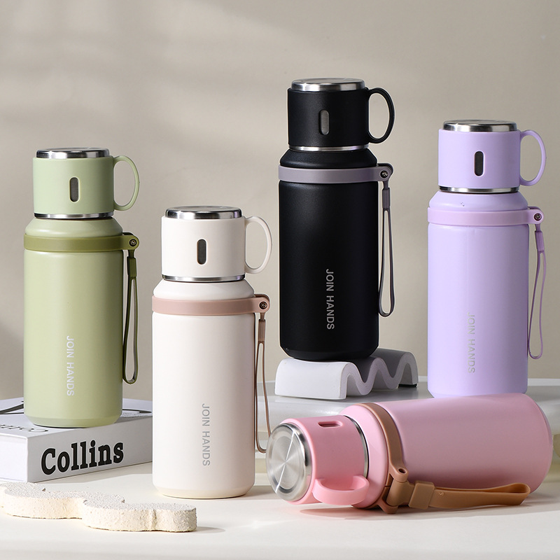316 스테인리스 600ml 대용량 손잡이 보온병 휴대용 티 텀블러