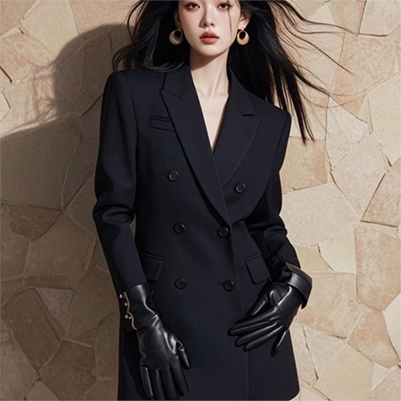 2025 Spring and Autumn Popular Design Black Suit Dress Korean Style Waist Hugging Hip Slimming Versatile Temperament Short Skirt