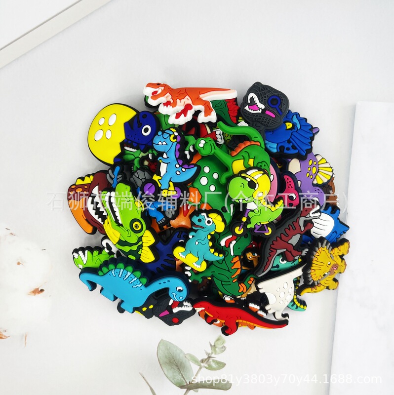 Dinosaur Series Clog Shoe Charms Cartoon Pvc Soft Rubber Shoe Accessories Decorative Charms Suitable for Multiple Seasons