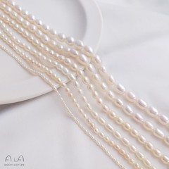 天然淡水珍珠米形散珠米粒米珠diy手工串珠手鍊項鍊飾品材料配飾