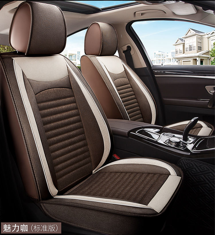 Car Seat Cushion, Universal for All Seasons, New Full-Coverage Car Seat Cover, Special Cushion, Summer Linen Fabric Cotton Seat Cover