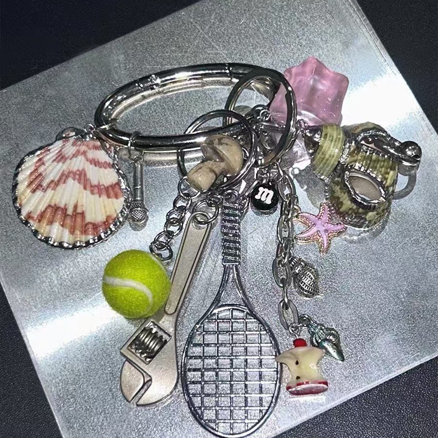 2024 New Tennis Keychain Creative Personality Design Sense Backpack Satchel Pendant Creative Gift Pendant