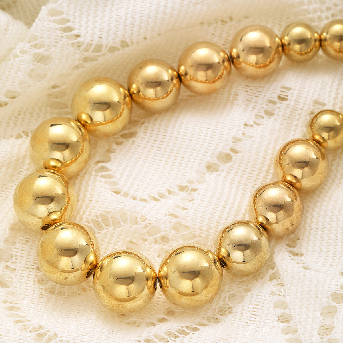 Golden Bead Necklace Geometric Statement Piece For Women_voghion.com
