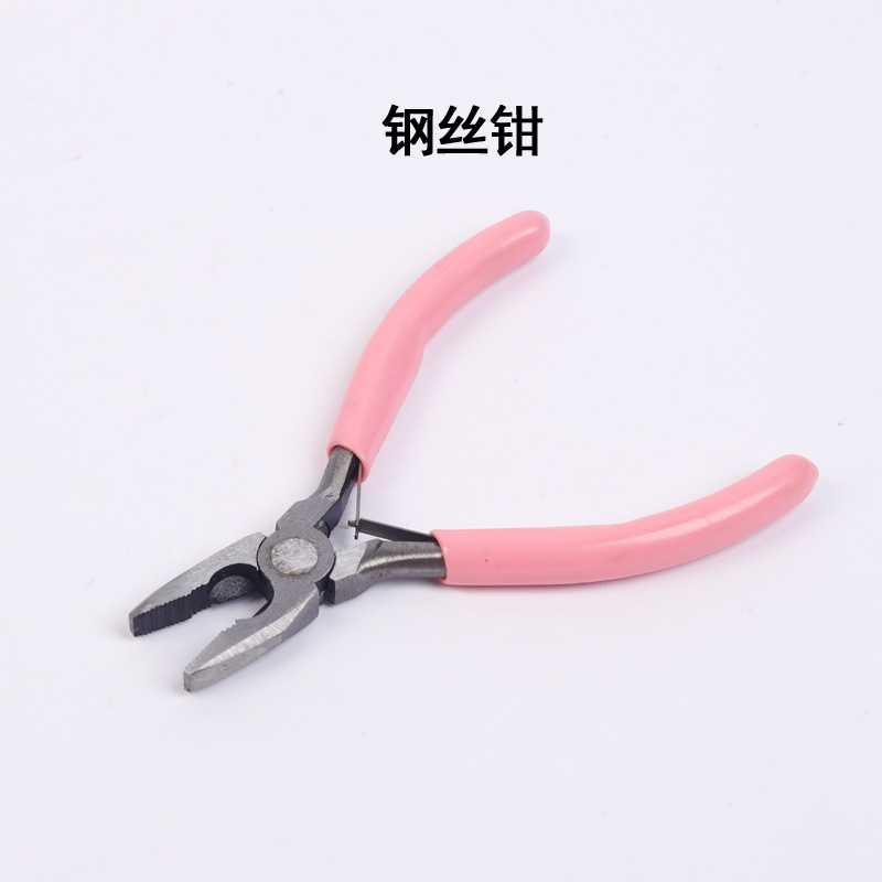 Juego de herramientas artesanales DIY, alicates de punta fina de 5 pulgadas con mango rosa, alicates para joyería sin dientes, alicates pequeños para joyería