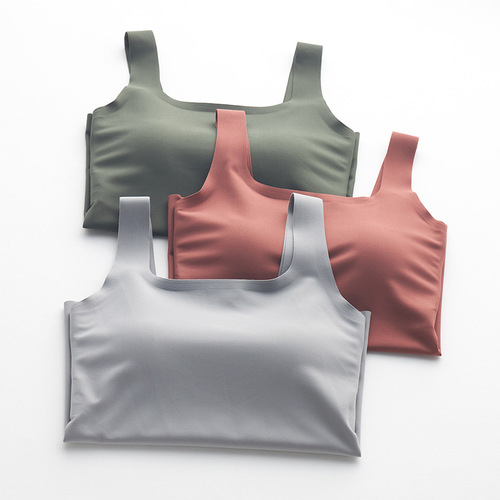 2024 new U-shaped beautiful back bra suspender square collar long style inner wear women's summer vest bottoming outer underwear