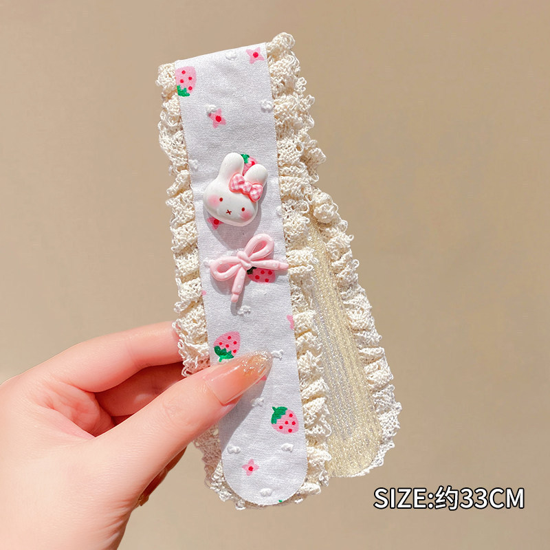 2# ストロベリーラビットヘッドベルクロ - 約13.2cm* 生地+アクリル