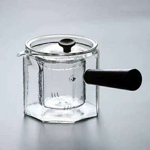High borosilicate glass tea set, electric ceramic stove, wooden handle side handle, hammered pattern glass tea pot, heatable steam tea pot