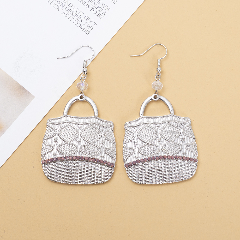 1 Pair Casual Simple Style Bag Alloy Drop Earrings display picture 3