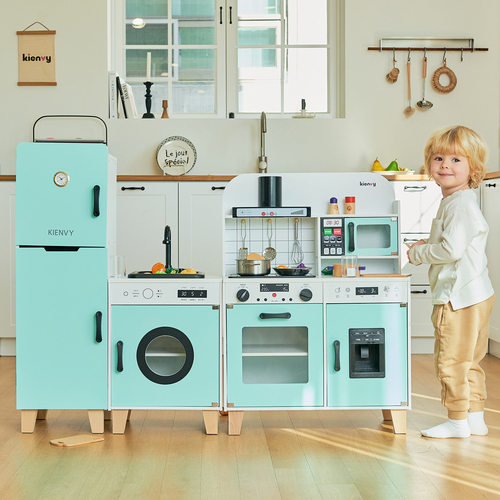 Three-in-One Refrigerator Play Kitchen Toy for Boys and Girls, 3-Year-Old Baby Simulated Cooking and Kitchen Set