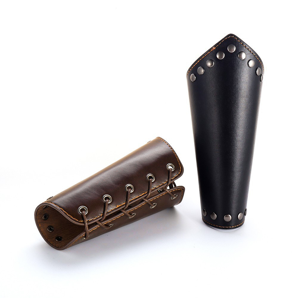 Temu Cross-Border Hot-Selling Medieval Men's Leather Wrist Guards, Retro Punk Arm Guards, Wide Leather Bracelets, Personalized Hand Accessories