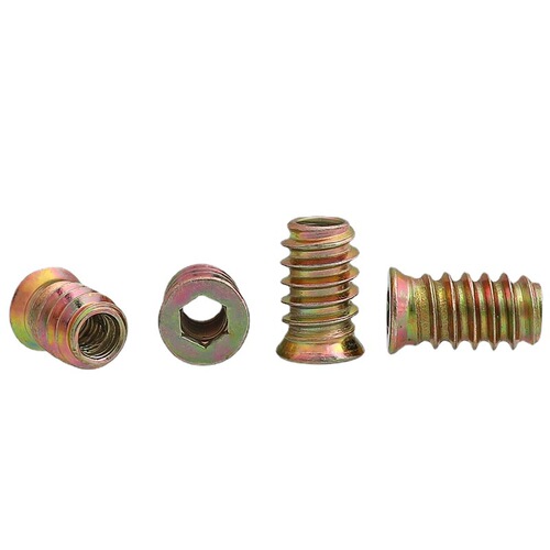 Metric iron male and female threaded nuts 4mm 6mm 8mm 10mm without cover blind hole no intermediate hexagonal straight through iron belt male and female threaded