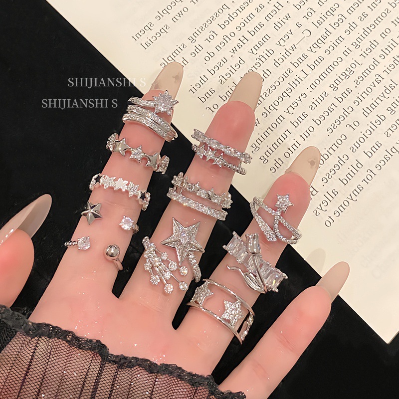 "Star Trajectory" Korean Style Simple Star Open Ring Women's Niche High-End Accessible Luxury Ring Accessories
