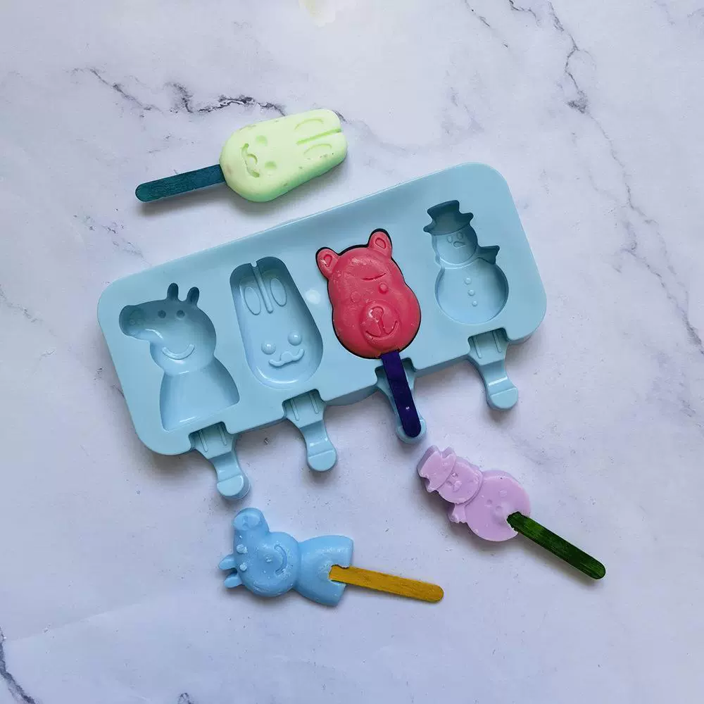 4 Lanlon Pig Bunny Bear Snow 478 Chocolate Biscuits Mold Mold Hermia Cream Candy Silicon Glated mold