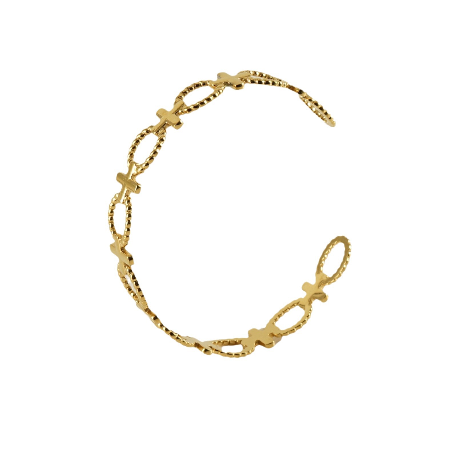 2023 nuevo transfronterizo europeo y americano pulsera nicho luz lujo diseño abierto oro hueco Cruz pulsera de acero inoxidable