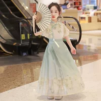 Лошадь юбка для девочек Hanfu 2025 новый набор для девочек в китайском стиле костюм Ming Tang костюм для детей Hanfu лето