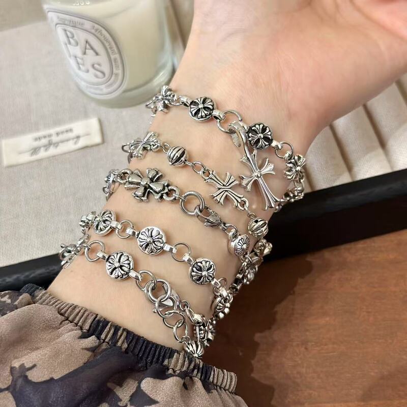 Hot Girl Cross Titanium Steel Bracelet Trendy Men's Trendy Women's Trendy Crow Design High-grade Cold Style Mori Style Bracelet