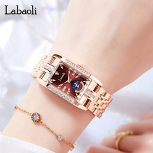 Labaoli小秒针方形手表女轻奢时尚腕表跨境爆款钢带防水石英表