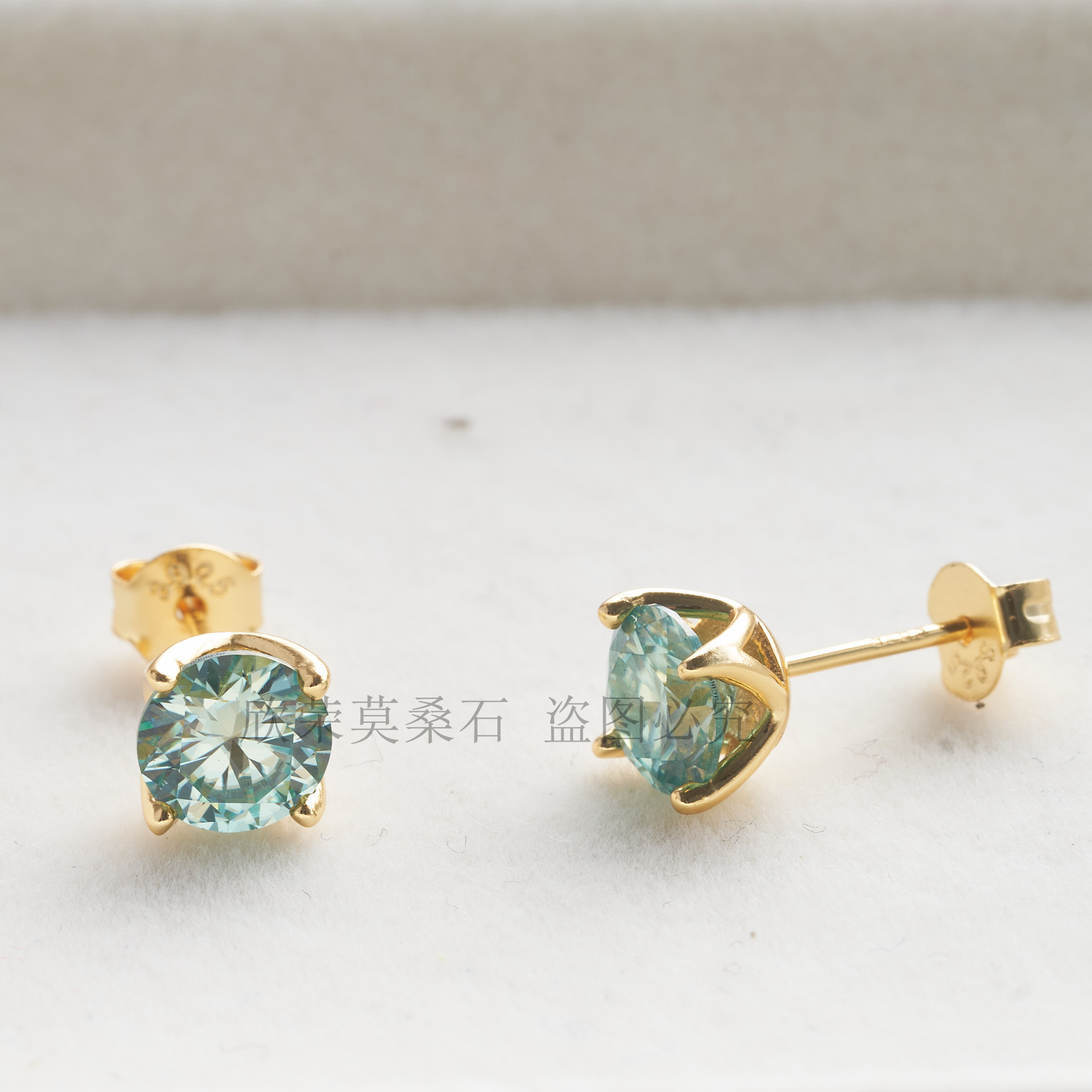 Plata esterlina azul-verde 0.5 - 2 quilates orejas redondas de moissanita plata esterlina S925 con certificado de GRA