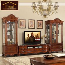 美式实木客厅电视柜茶几组合套装地柜大户型欧式电视机柜一体墙柜