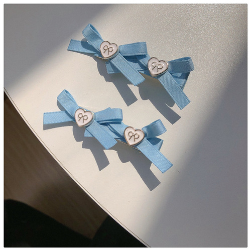 Ballet style ribbons, a pair of bows, duck clips, sweet and cute girly hearts, side clips with peach hearts, love hair clips and hair accessories