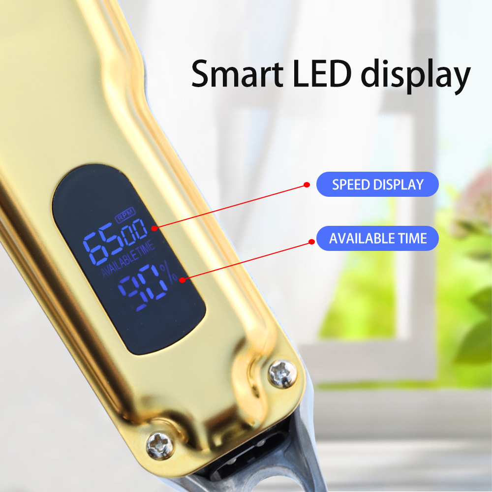 Cross-border exclusivo cuerpo completo de metal tijeras de peluquero profesional LCD pantalla digital tijeras de peluquero recargable pelo Clipper maquinilla de afeitar