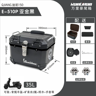 non-aluminum alloy tail box – Motorcycle trunk - qianjiang-yajin-black-510p-lining-double-black-backrest