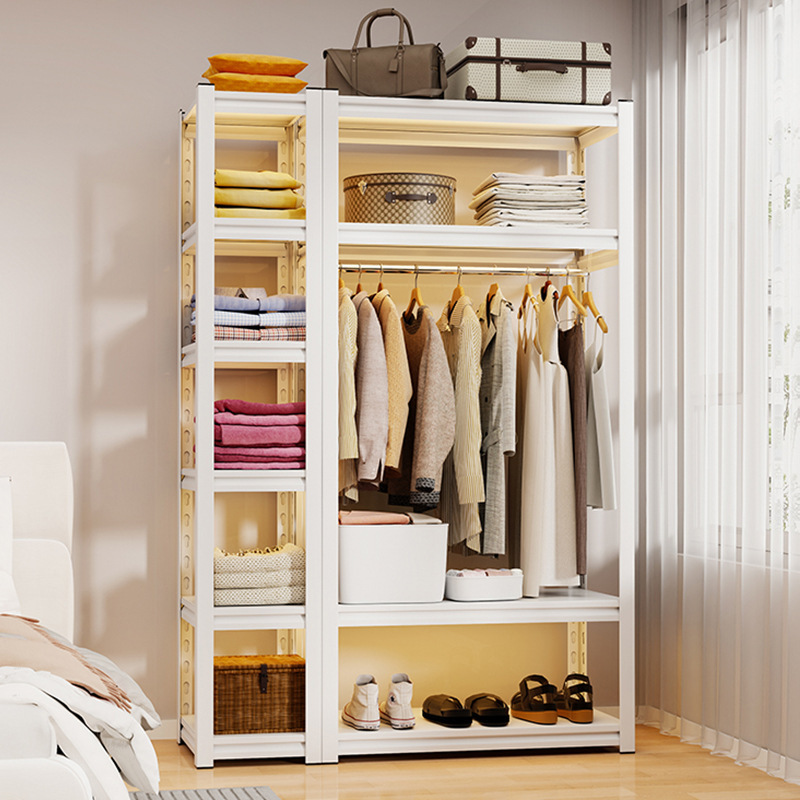 Wardrobe Simple Rental Bedroom Household Assembly Storage Rack Floor Angle Steel Hanger Iron Multi-layer Shelf