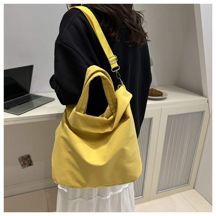 New casual nylon fashion solid color 2024 large-capacity solid color tote canvas crossbody single-shoulder hand-held Tote bag undefined