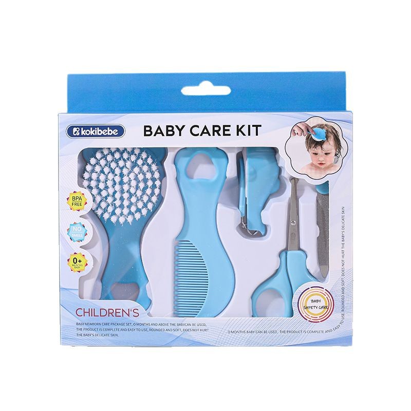 Set de cuidado para recién nacido de 5 piezas, peine, cepillo y cortaúñas - Mayorista