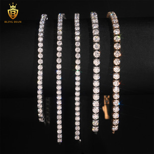 316L Stainless Steel Tennis Chain Moissanite D Color 4-5mm Single Row Stone Tennis Chain Necklace Bracelet Tennis Chain